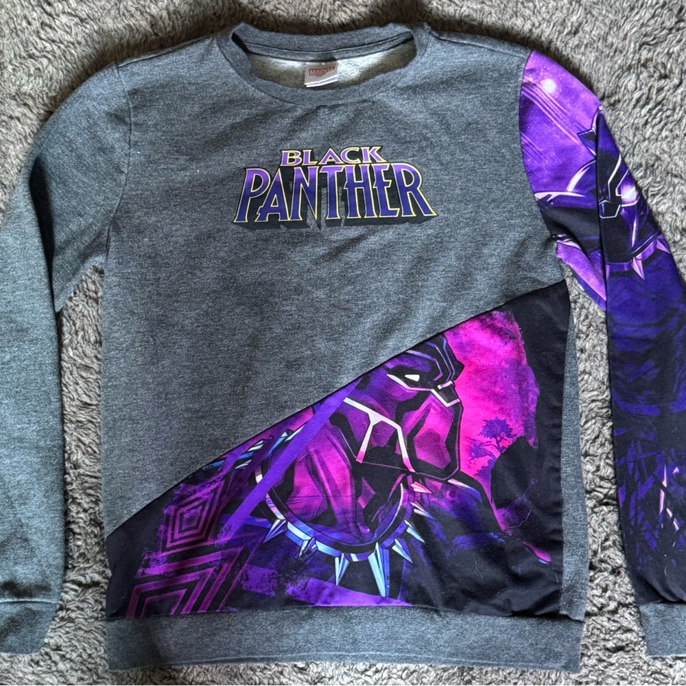 Marvel Gray and Purple Crewneck Sweater